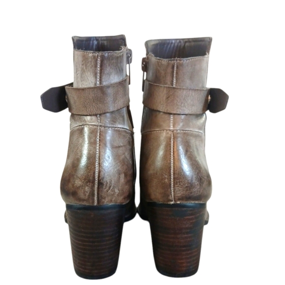 Arturo Chang Burnished Leather Block Heeled Boots Belted Ankle Boot size 8.5 - Picture 8 of 12
